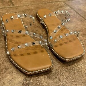 Steve Madden Skyler Sandals - Clear with Rhinestones